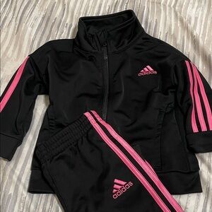 Price Drop! ⬇️  Adidas Black Tracksuit with Pink Stripes